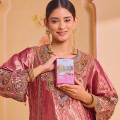 Pink lotus eau de parfum 50ml in a pink lotus-themed box with colorful illustration and booh brand name printed